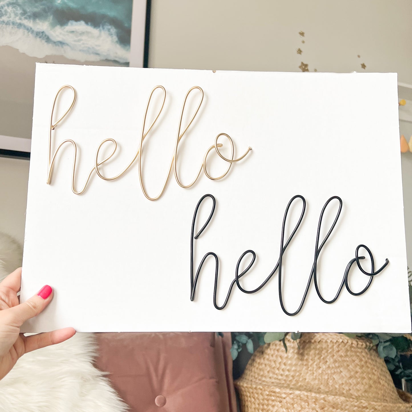 Wire Hello Sign