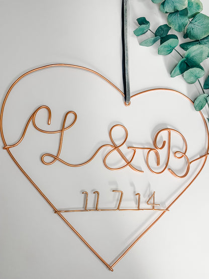 Large Personalised Wire Heart