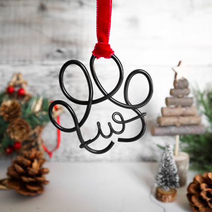 Wire Paw Print Tree Decoration