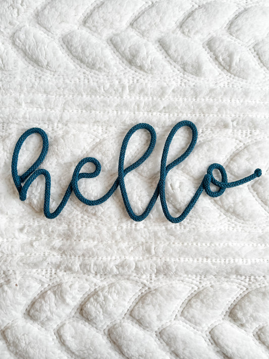 Rope Wire Hello Sign