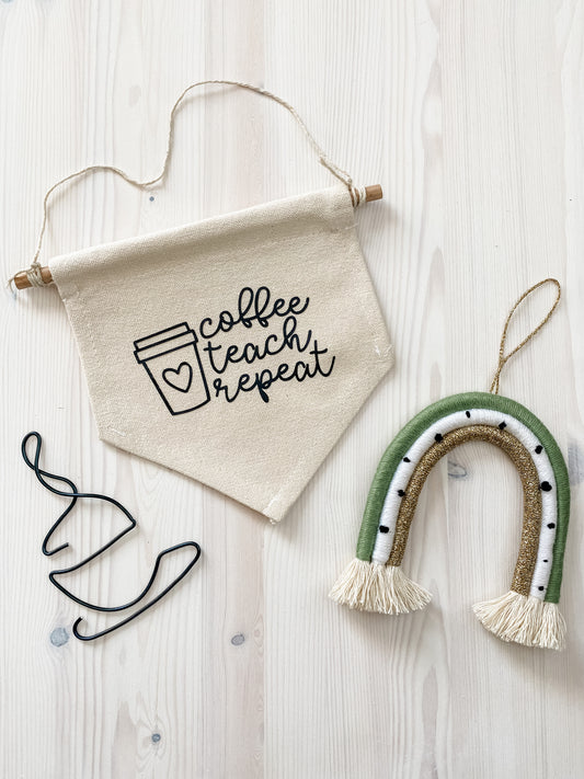 Coffee Teach Repeat Small Banner